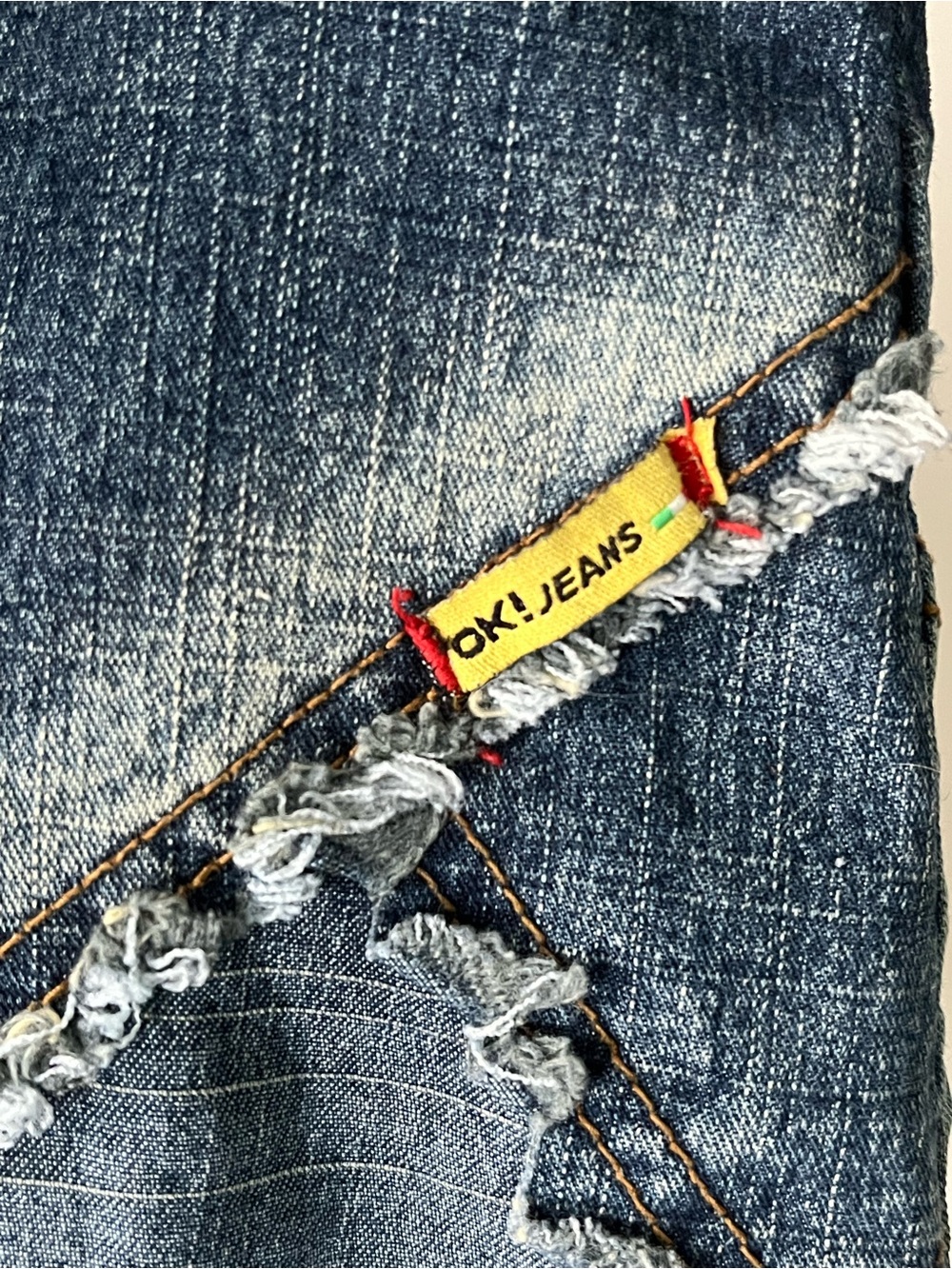 Vintage OK!Jeans Denim Patchwork Mini Skirt Size 29 - Picture 3 of 7